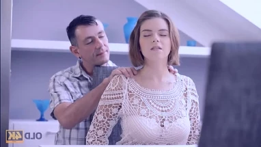 Busty teen demonstrates natural body to old man and gets nailed