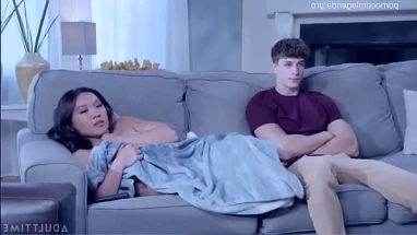 Sister masturbates while watching TV and ends up having sex